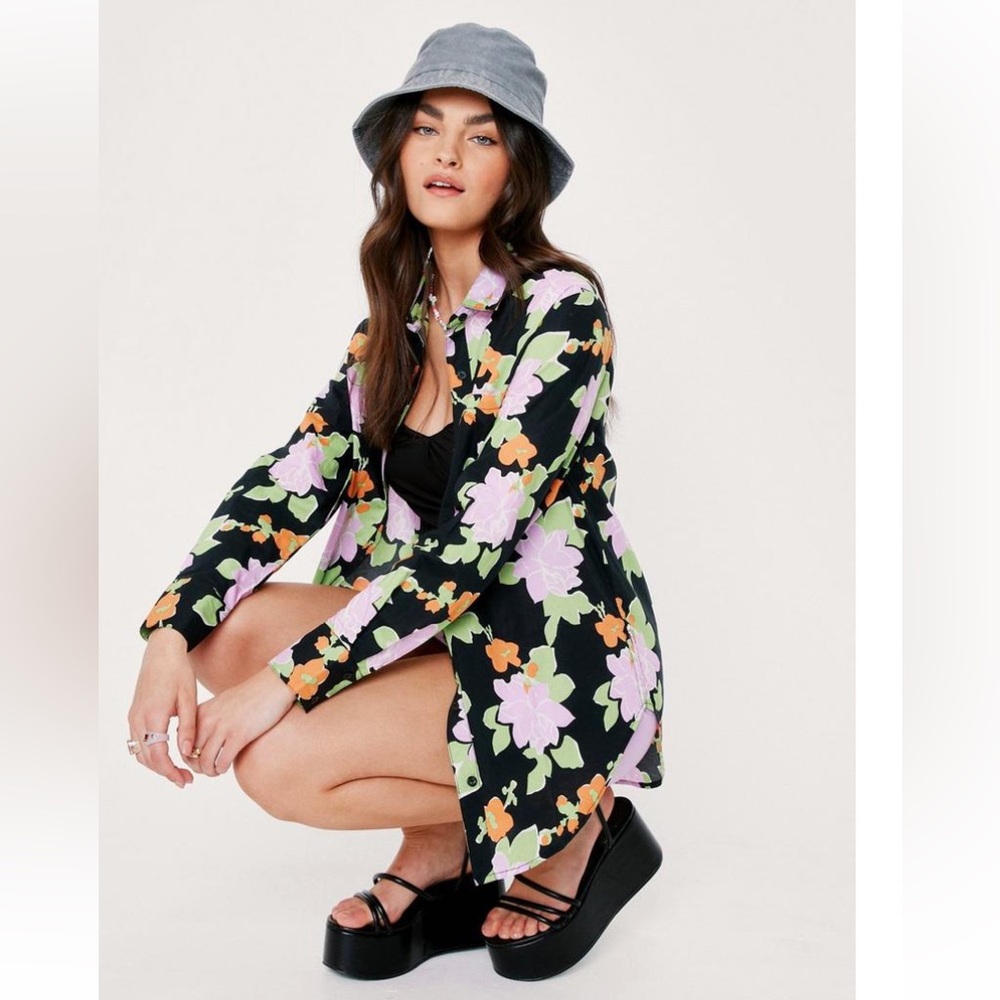 Nasty Gal oversized floral button down